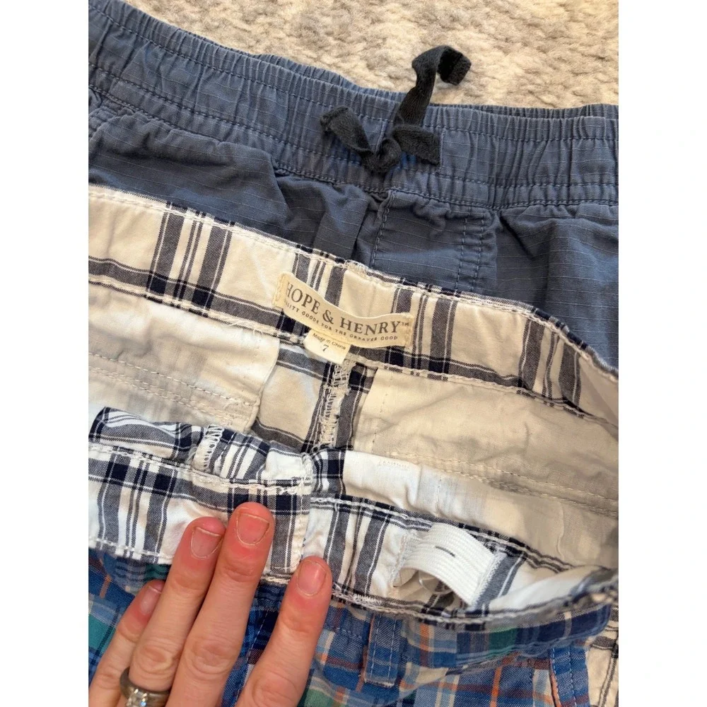 Boys Shorts Bundle Size 7 Nautica Plaid Hope & Henry Tea Collection Cargo 3pk
